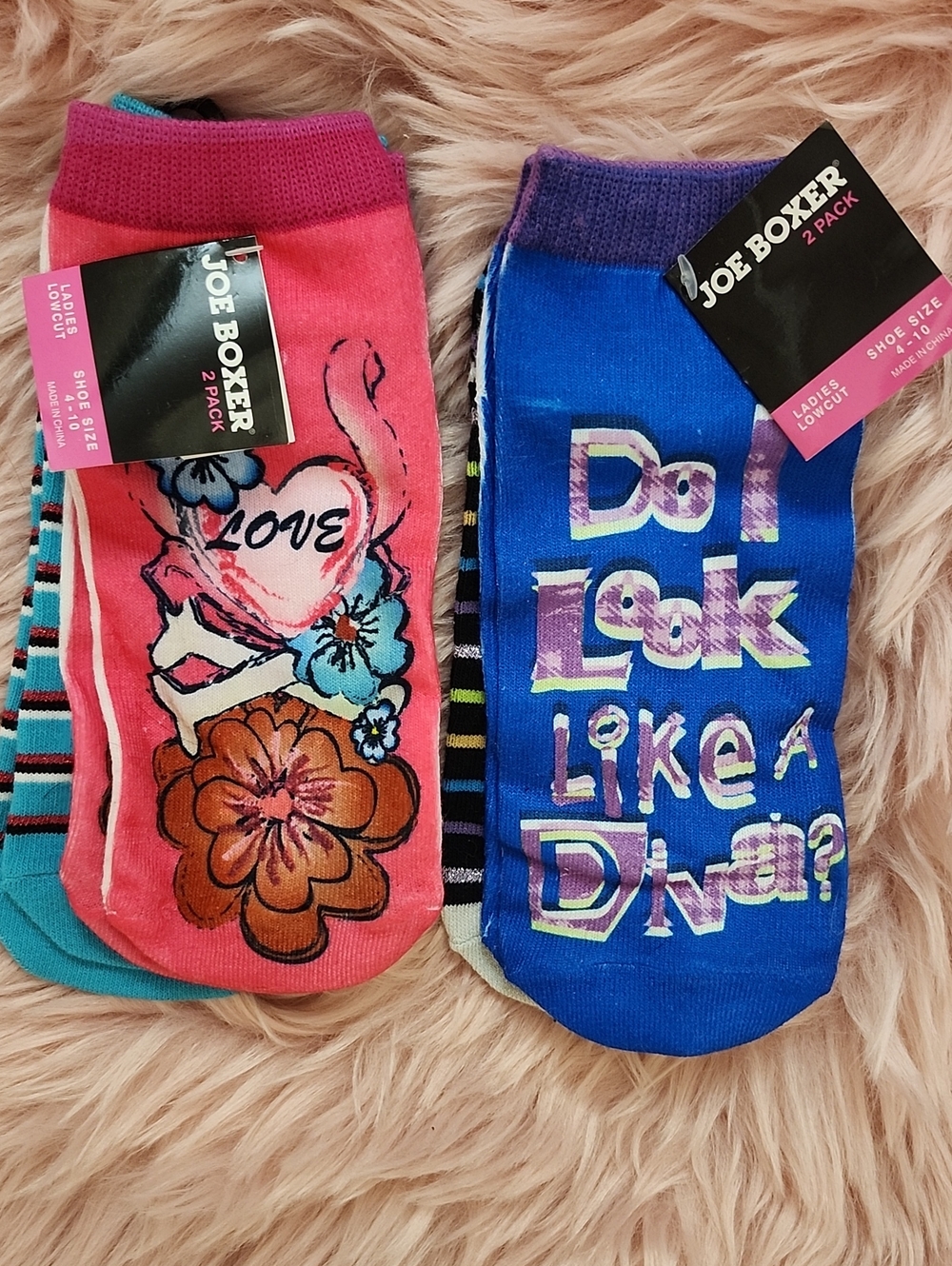 Y2K FIND!! Brand New 4PR JOE BOXER LADIES LOW-CUT FASHION SOCK-4-10